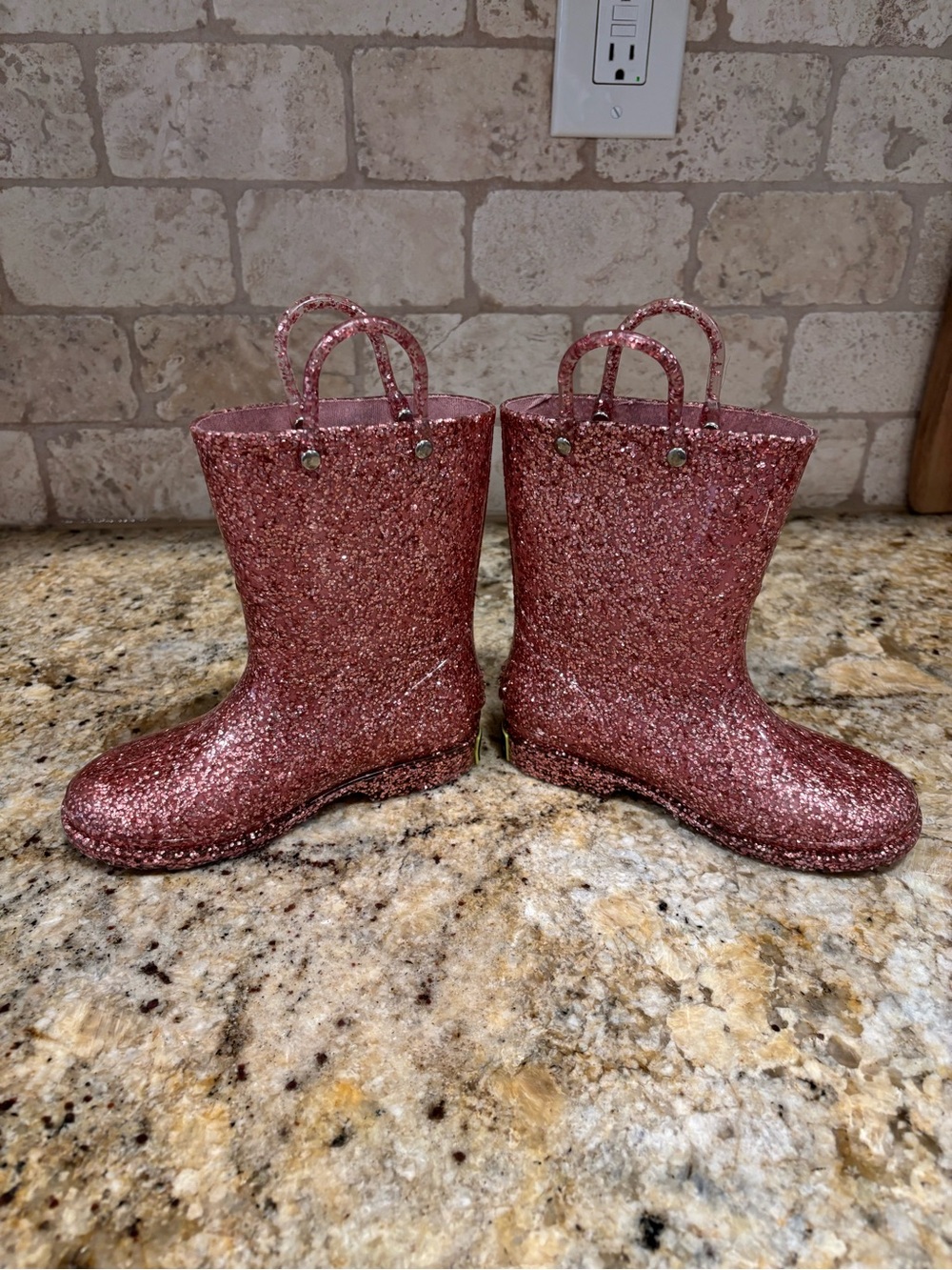 Girls 11 Western Chief Rain Boots Sparkle Glitter Pink